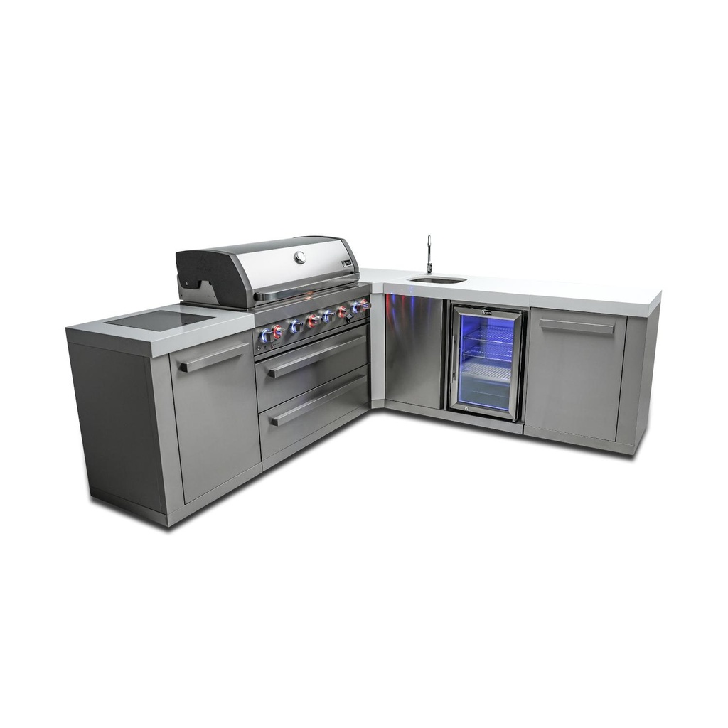 [MAi805-90BEV] Mont Alpi Original Series 8 Ft L-Shaped Propane Outdoor Kitchen Island w/ Side Burner & Beverage Center