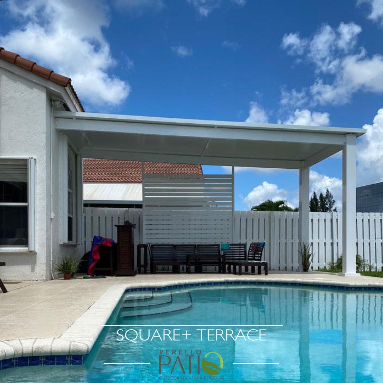 [PP-SPT-20X12-AW] Square Plus Terrace 20' x 12' · Attached · White