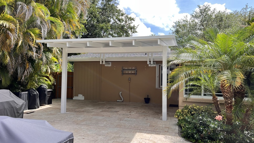 [PP-SP-16X12-AW] Square Pergola 16' x 12' · Attached · White