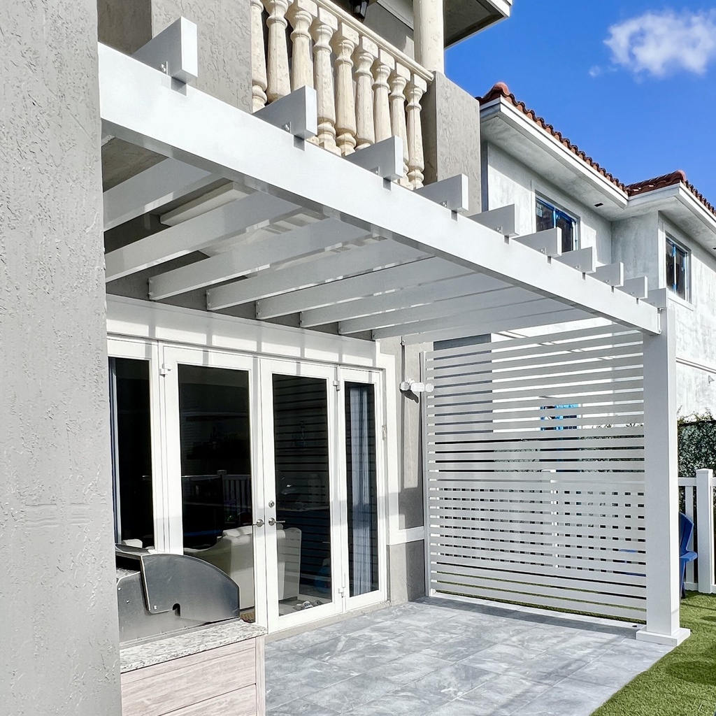 Square Pergola 18' x 9' · Attached · White