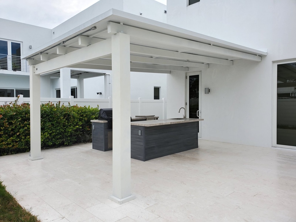 [PP-SP-20X16-AW] Square Pergola 20' x 16' · Attached · White