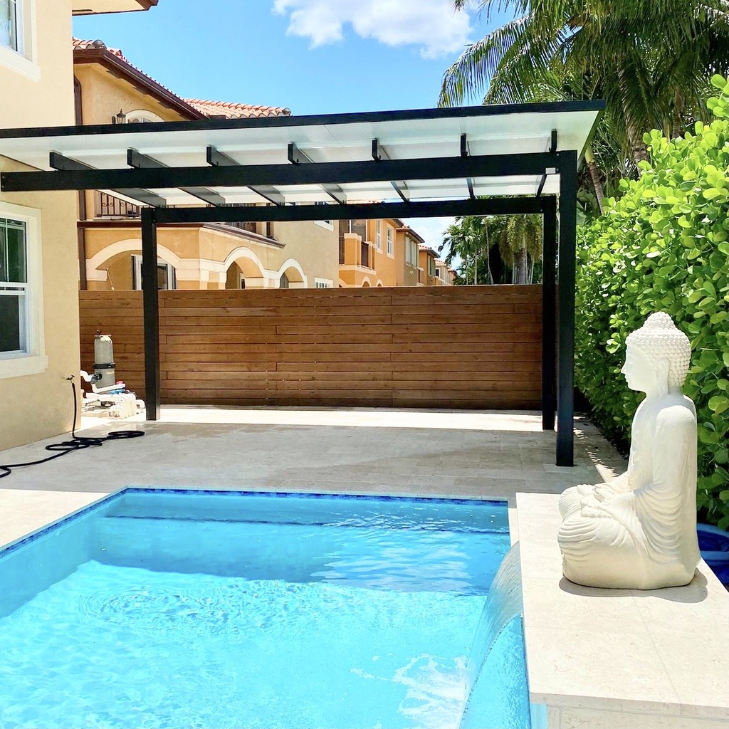 [PP-SP-24X14-AB] Square Pergola 24' x 14' · Attached · Bronze