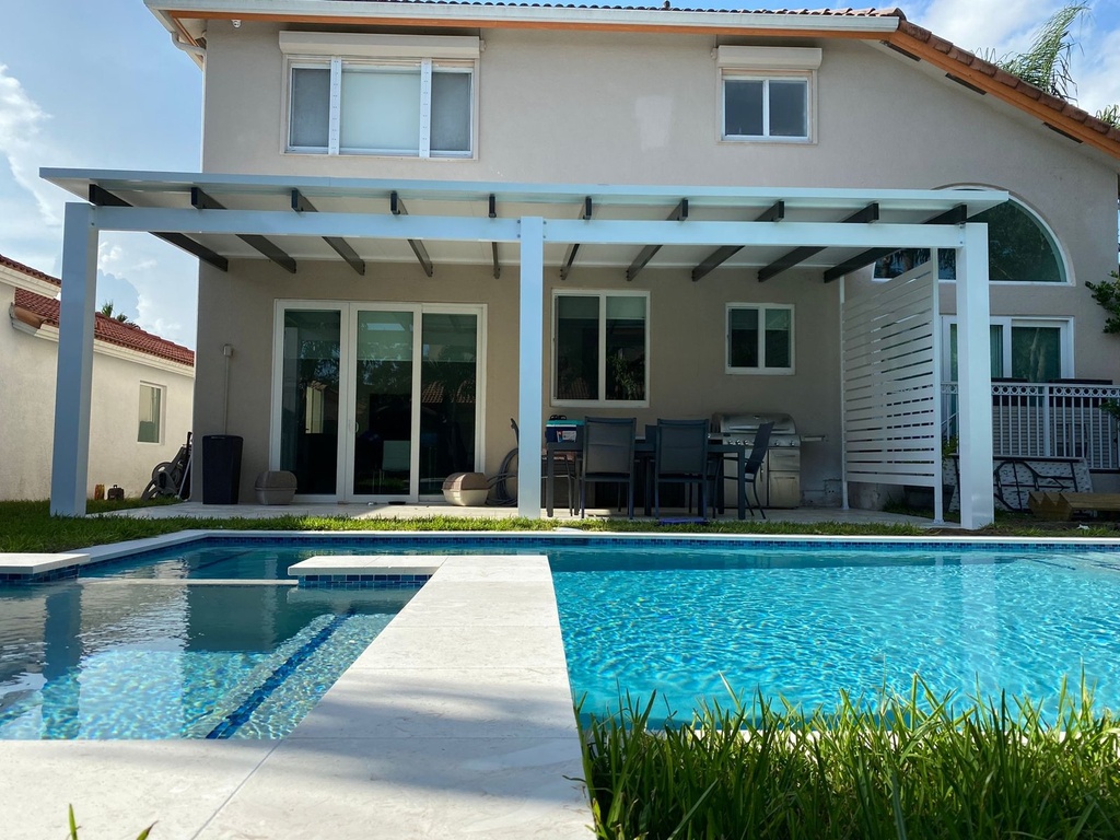Square Pergola 30' x 14' · Attached · White