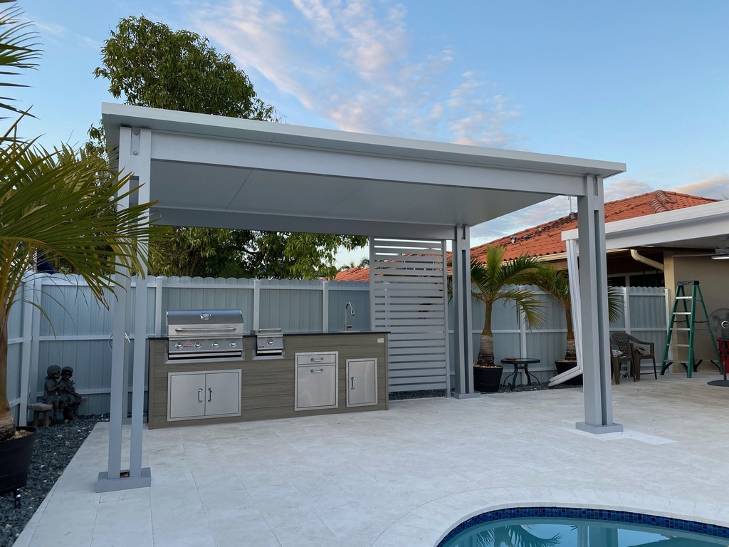 [PP-ST-18X12-FW-CU] Square Terrace 18' x 12' · Freestanding · White · Upgraded Columns