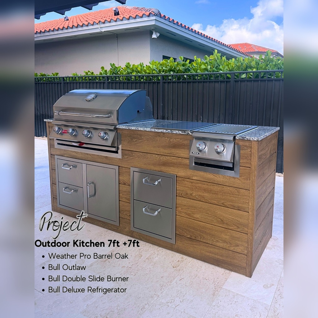 Perello Patio 7 ft Outdoor Kitchen · Bull Outlaw 30" · Weather Pro