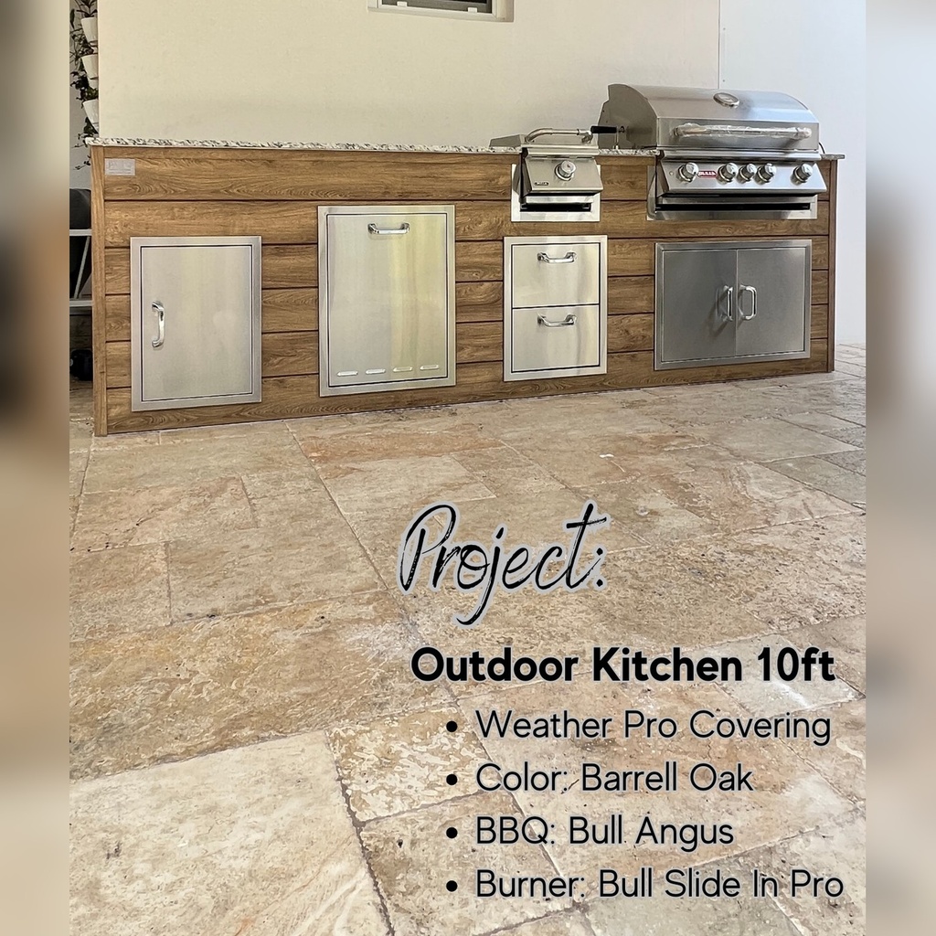 [OK-10-BO-01] Outdoorkitchen 10 ft · Barrel Oak · Bull 30" Angus LP