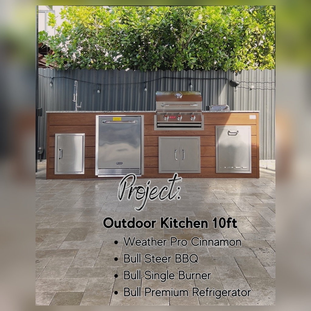 [OK-10-CW-02] Outdoorkitchen 10 ft · Cinnamon Walnut · Bull 24" Steer Premium LP