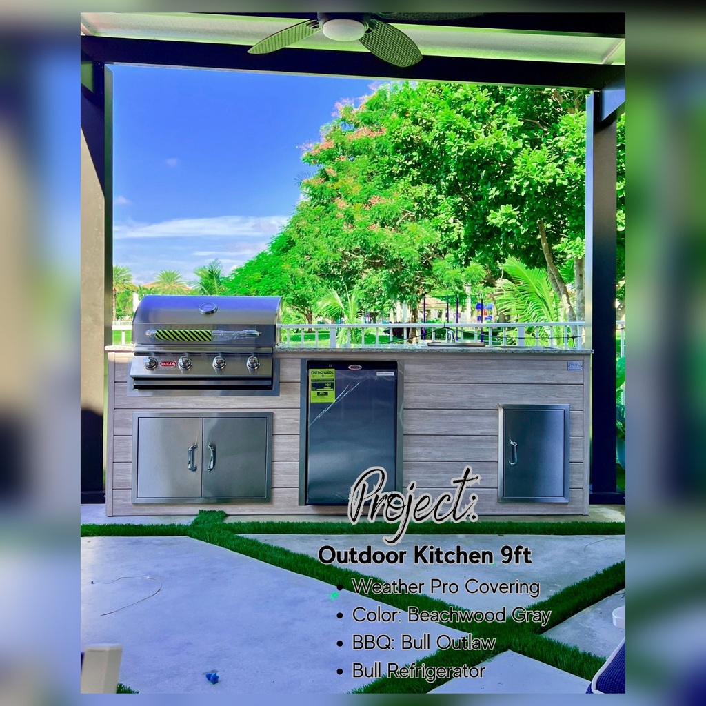 [OK-09-AW-02] Outdoorkitchen 9 ft · Atlantic White · Bull 30" Outlaw LP