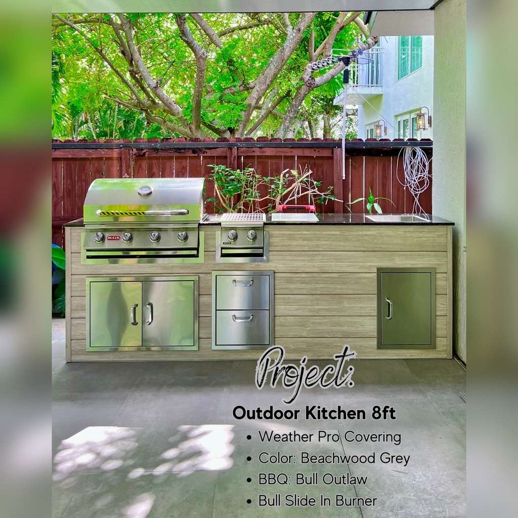 Perello Patio 8 ft Outdoor Kitchen · Bull Outlaw 30" · Weather Pro