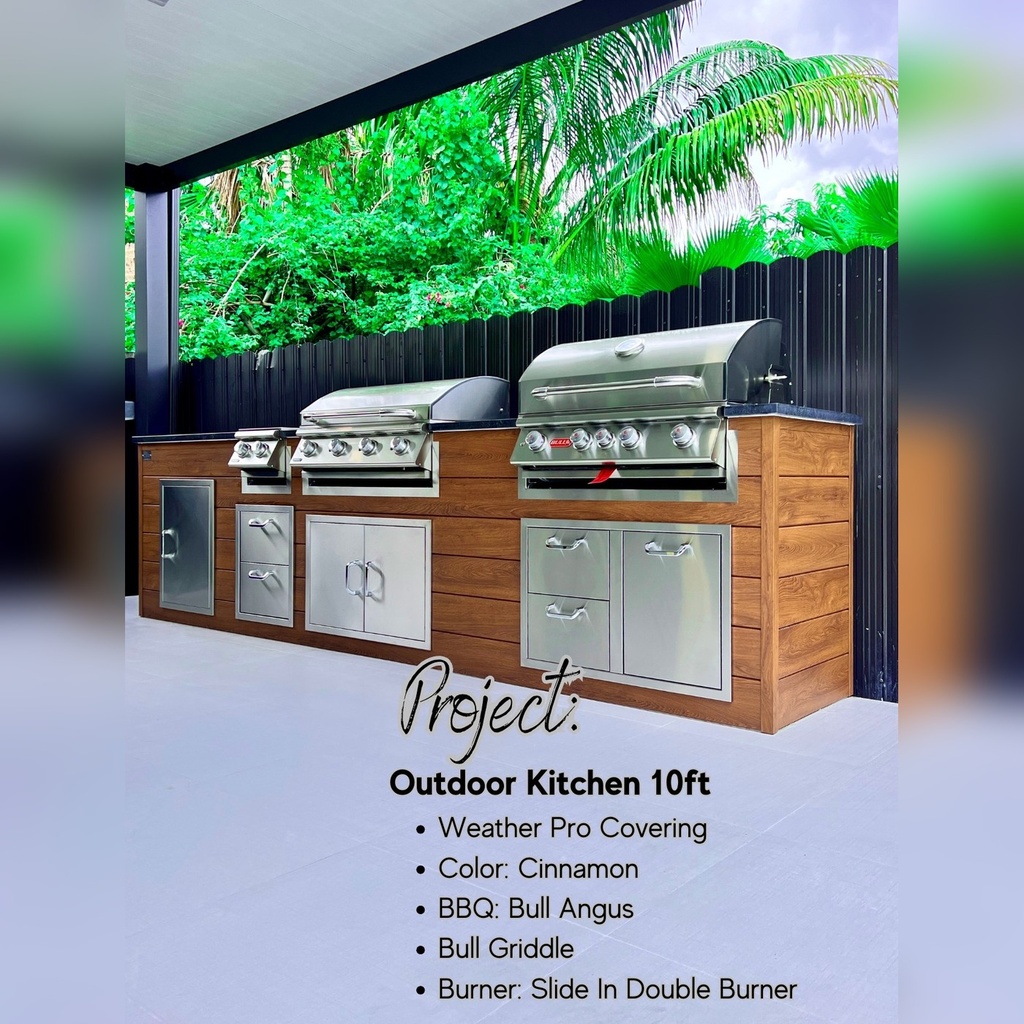 Outdoorkitchen 12 ft · Cinnamon Walnut · Bull 30" Outlaw LP
