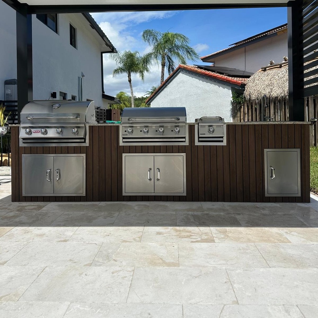 [OK-12-WDB-01] Outdoorkitchen 12 ft · Dark Brown · Bull 30" Outlaw LP