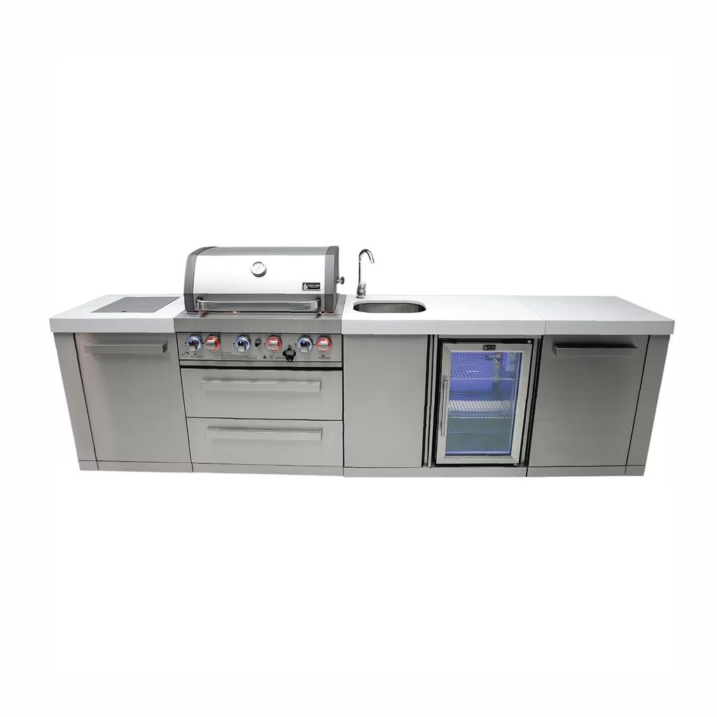 Mont Alpi Original Series 10 Ft Propane Outdoor Kitchen Island w/ Side Burner & Beverage Center