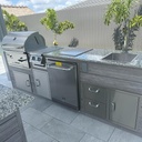 Outdoorkitchen 10 ft · Barnboard Grey · Bull Bison Premium Built-In Charcoal Grill