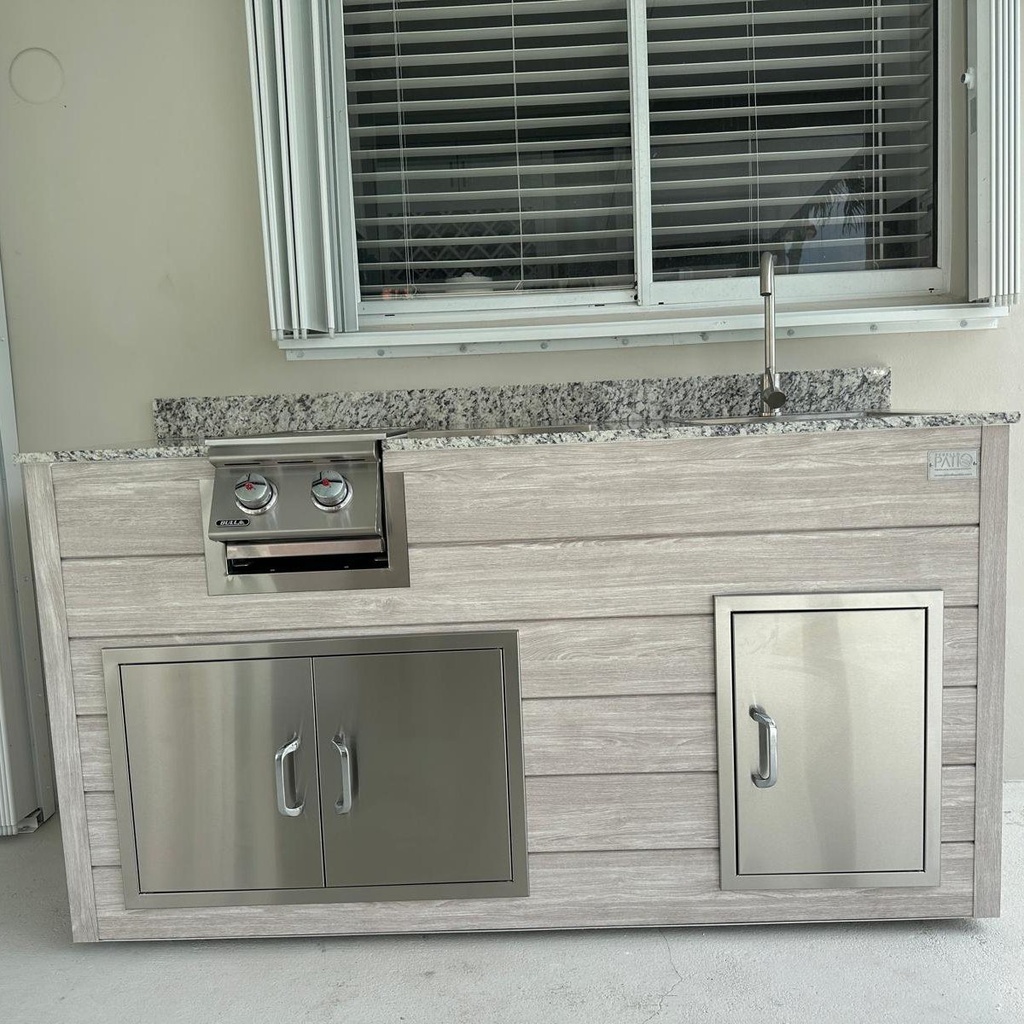 Outdoorkitchen 6 ft · Beachwood Grey · Bull Large Stainless Steel Sink & Faucet All In one Kit - Under & Over Mount