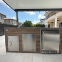 Outdoorkitchen 7 ft · Barrel Oak · Bull Large Stainless Steel Sink & Faucet All In one Kit - Under & Over Mount
