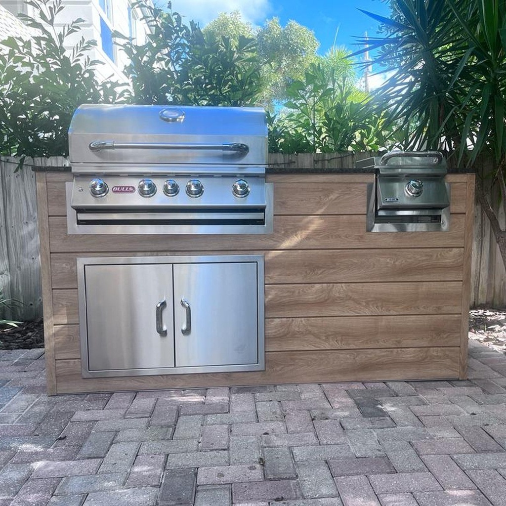 Outdoorkitchen 6 ft · Sunbleach Oak · Bull Angus 30-Inch 4-Burner Built-In Propane Gas Grill