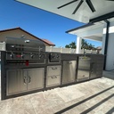 Outdoorkitchen 13 ft · Modern Walnut · Bull Outlaw 30-Inch 4-Burner Built-In Propane Gas Grill