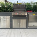 Outdoorkitchen 8 ft · Modern Walnut · Bull Outlaw 30-Inch 4-Burner Built-In Propane Gas Grill