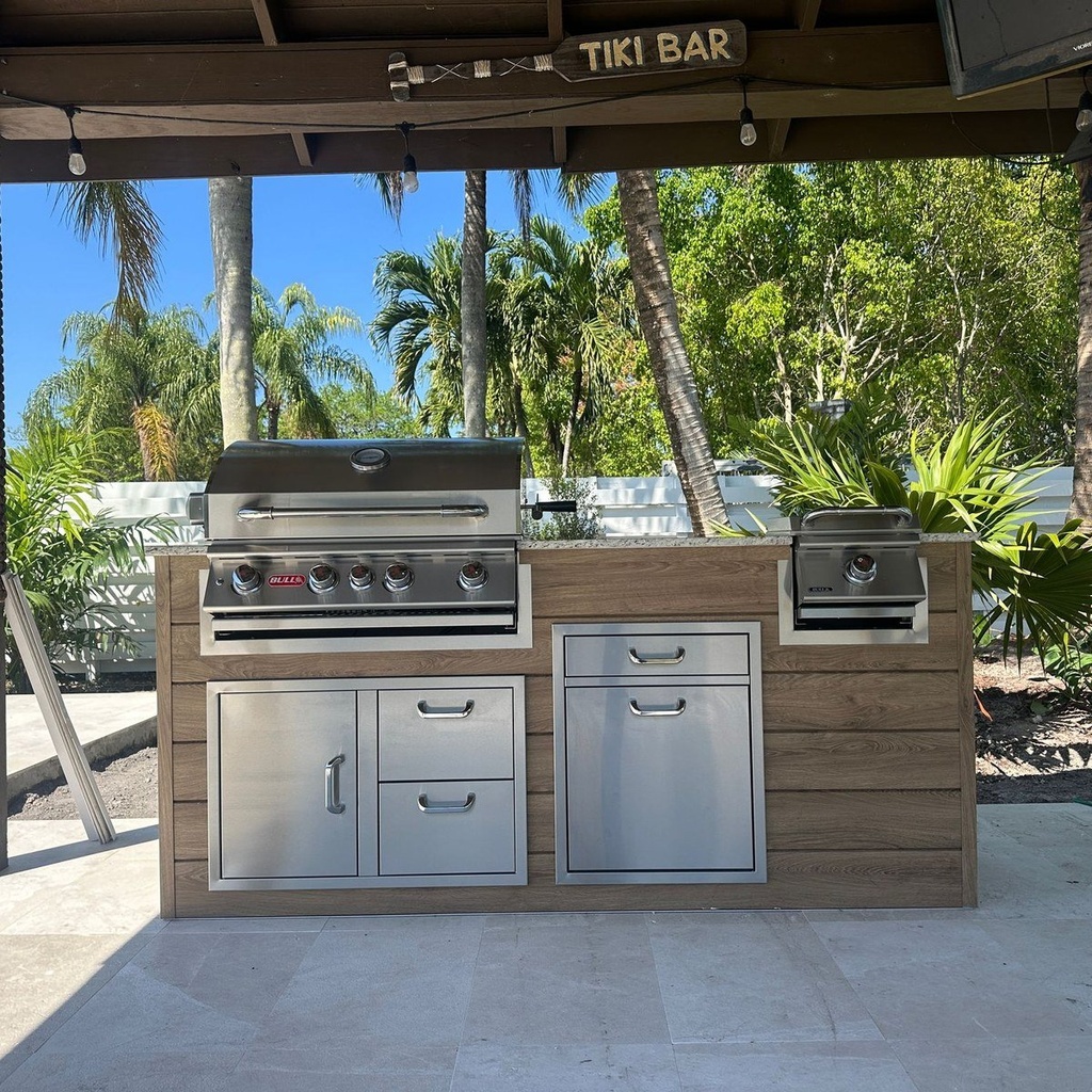 Outdoorkitchen 7 ft · Barrel Oak · Bull Angus 30-Inch 4-Burner Built-In Propane Gas Grill