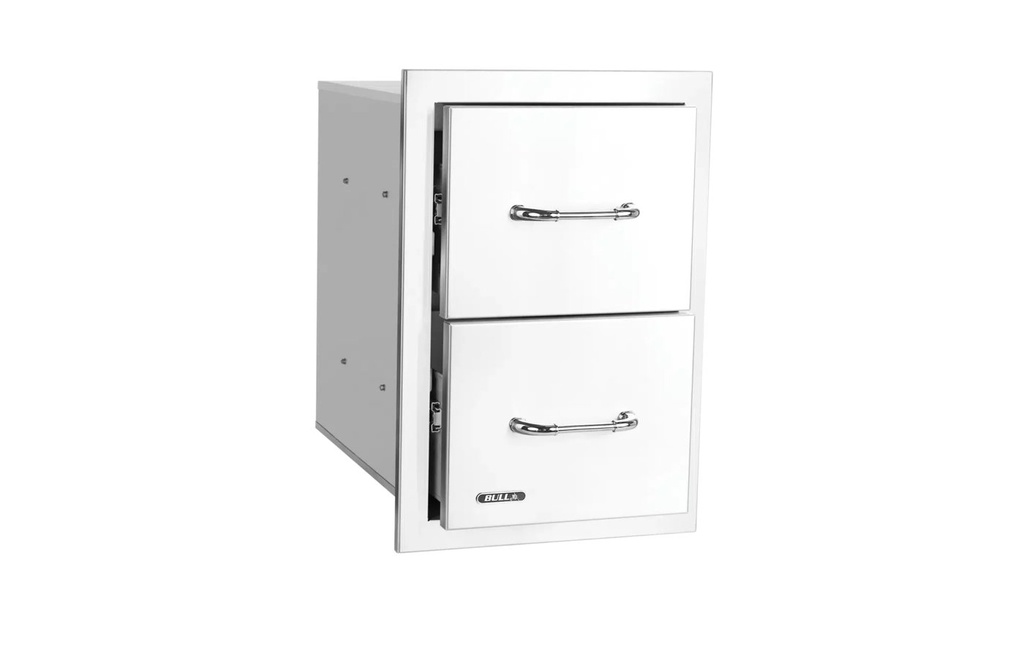 [56990] Bull 15-Inch Stainless Steel Double Access Drawer W/ Reveal