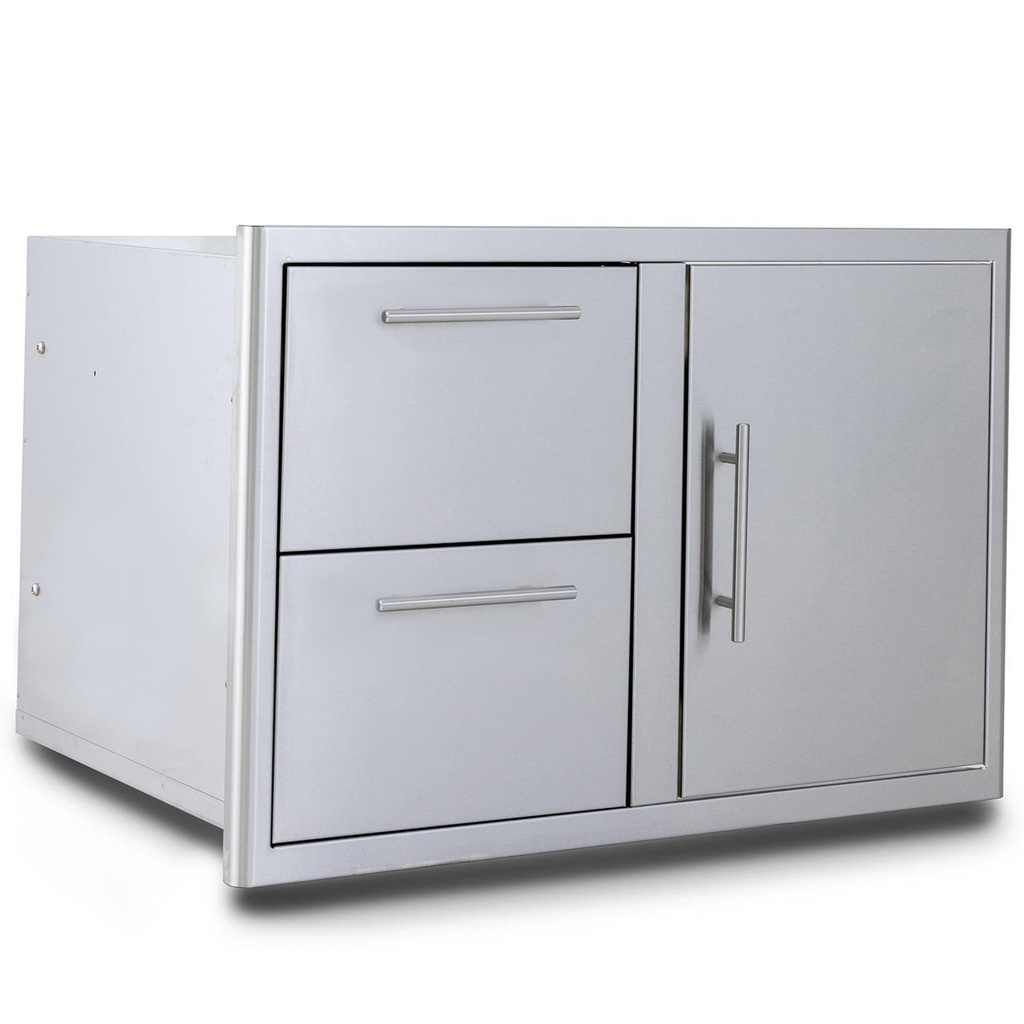 Blaze 32-Inch Stainless Steel Soft Close Access Door & Double Drawer Combo w/ LED Lighting