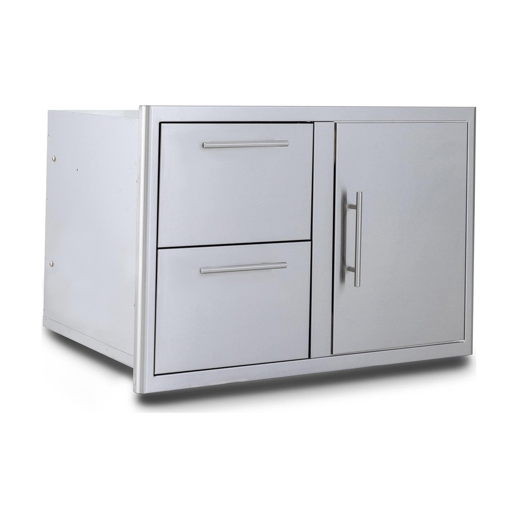 [BLZ-DDC-R-LTSC] Blaze 32-Inch Stainless Steel Soft Close Access Door & Double Drawer Combo w/ LED Lighting